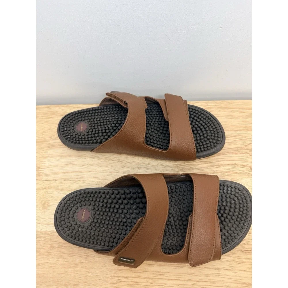 Kenkoh 2319 Women's 9 Massage Sandals Brown Leather Adjustable Slides EU 40 #36